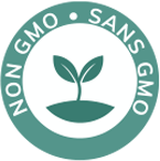 A green and white logo with an image of a plant.